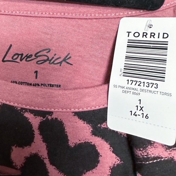 NWT! TORRID pink black leopard deconstructed dress, 1X. - Picture 8 of 9